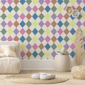 Pastel geometric wallpaper | Kitchen + Metal