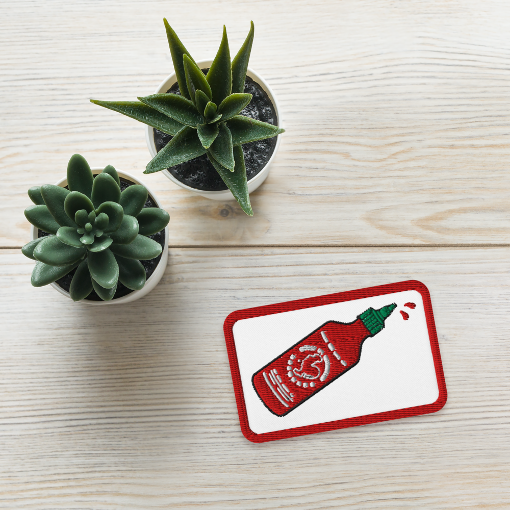 Siracha Hot Sauce Embroidered Iron On Patches