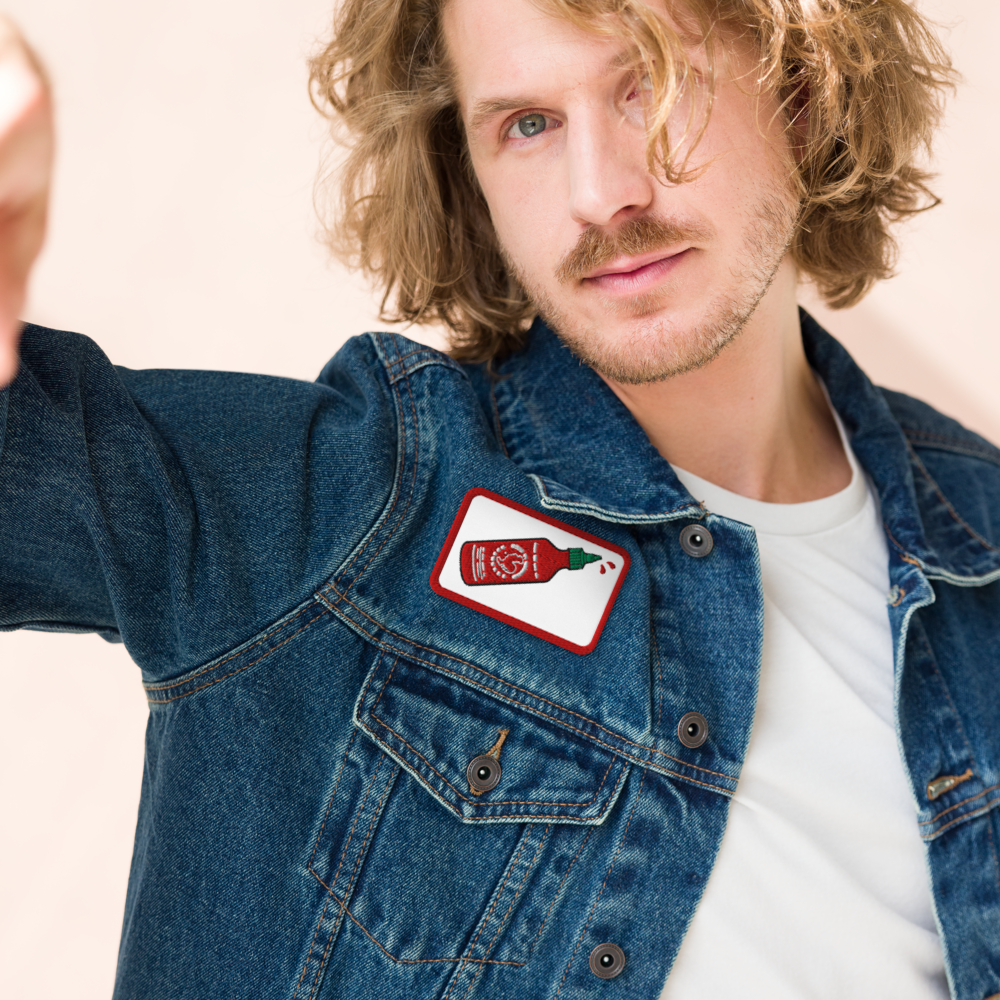 Siracha Hot Sauce Embroidered Iron On Patches