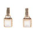 Roped White Mother of Pearl Golden Post Earrings