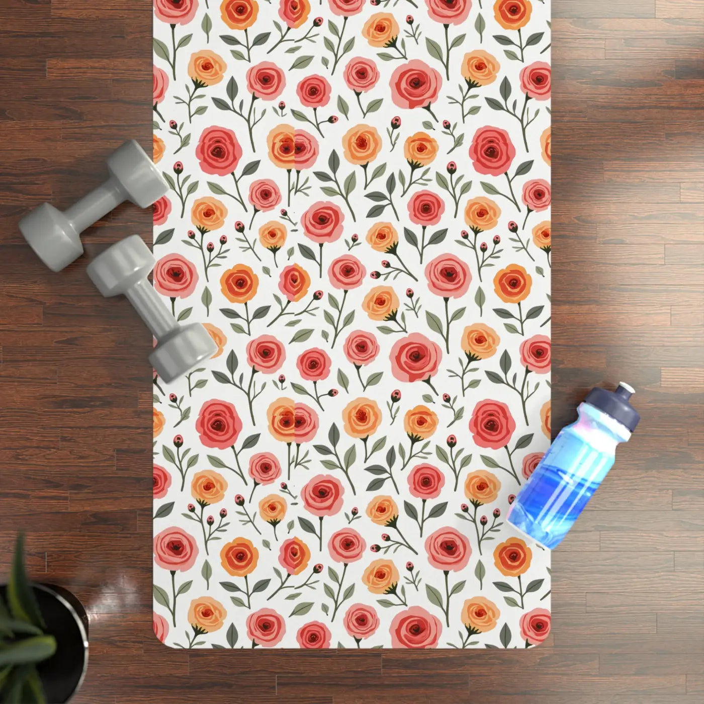 Elegant Rose Floral Rubber Yoga Mat Sleek Practice - Dipaliz