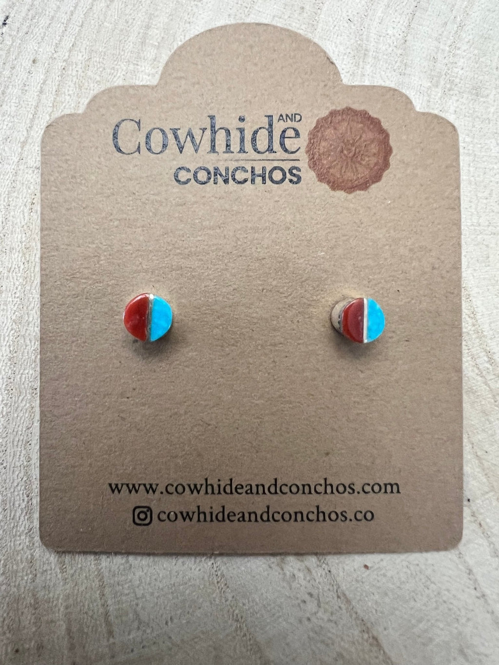 Rowena Laweka Turquoise and Coral Post Earrings