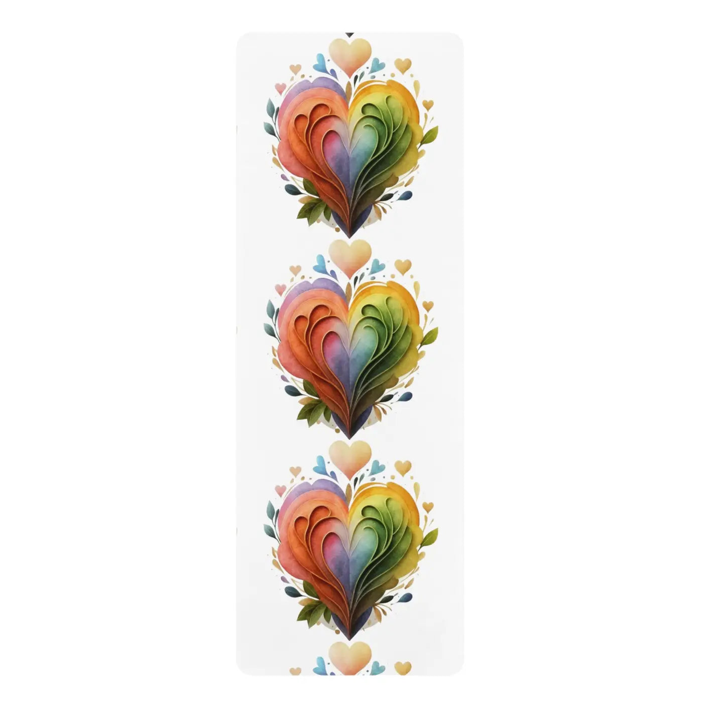 Colorful Hearts Rubber Yoga Mat - Non Slip Microfiber - Dipaliz