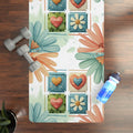 Non-Slip Hearts and Flowers Yoga Mat - Rubber 24x68 - Dipaliz