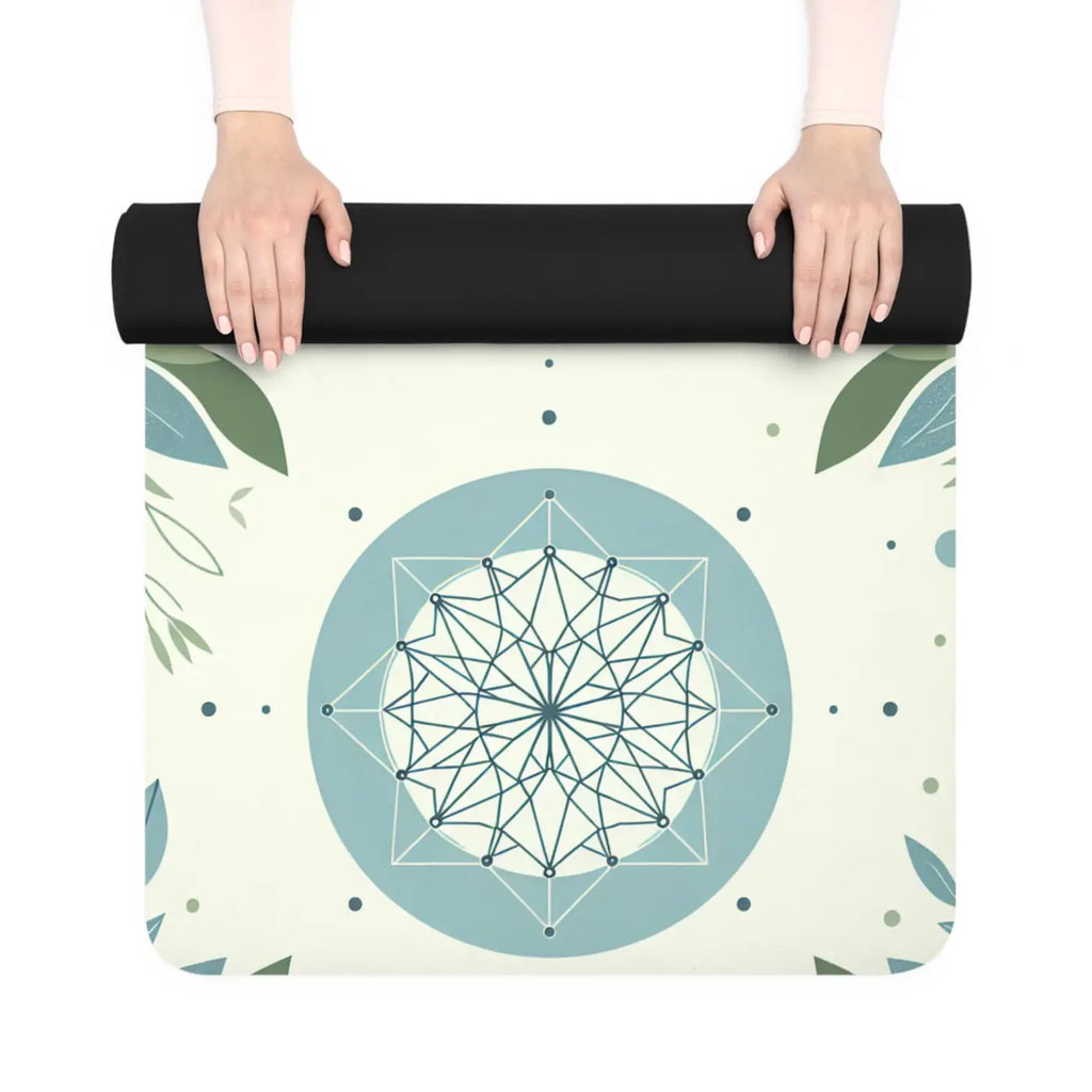 Teal Leaves Rubber Yoga Mat - Microfiber Suede - Dipaliz