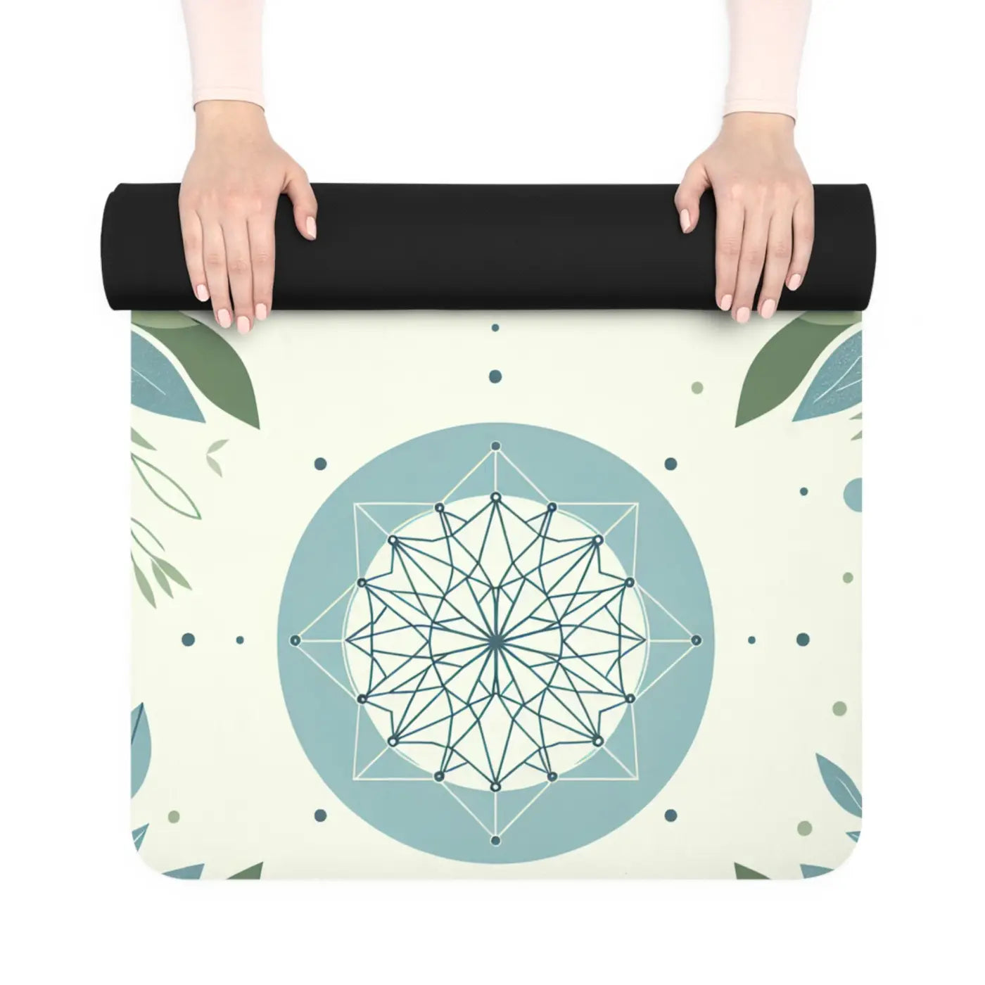 Teal Leaves Rubber Yoga Mat - Microfiber Suede - Dipaliz