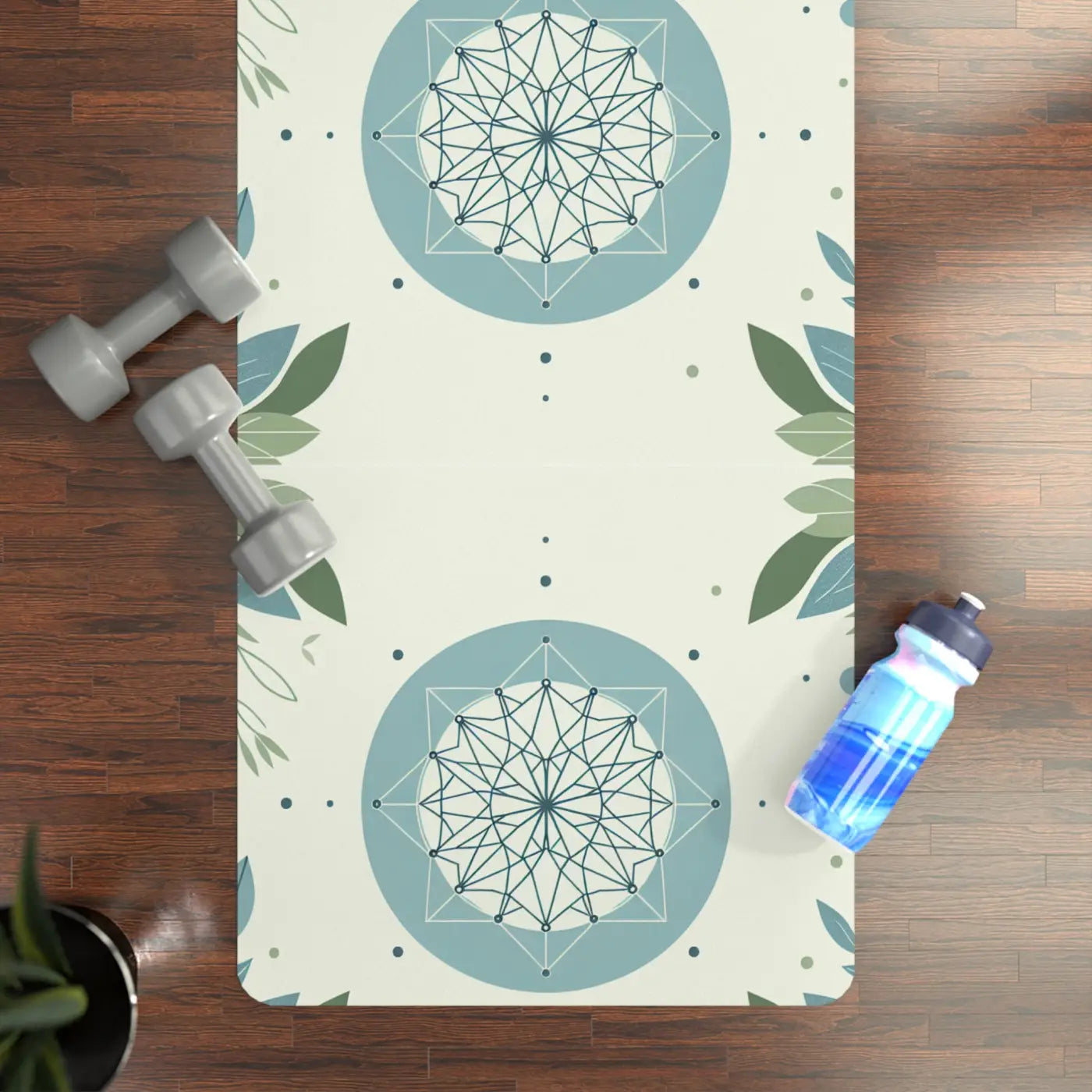 Teal Leaves Rubber Yoga Mat - Microfiber Suede - Dipaliz