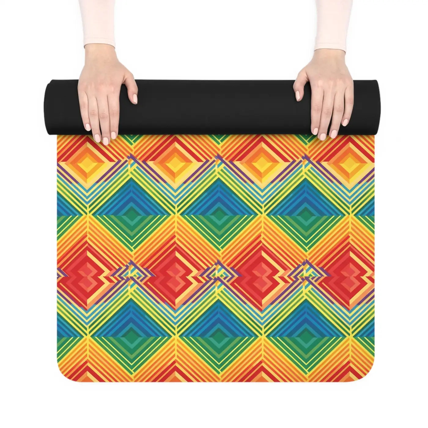 Vibrant Rainbow Rubber Yoga Mat - Microfiber Suede - Dipaliz
