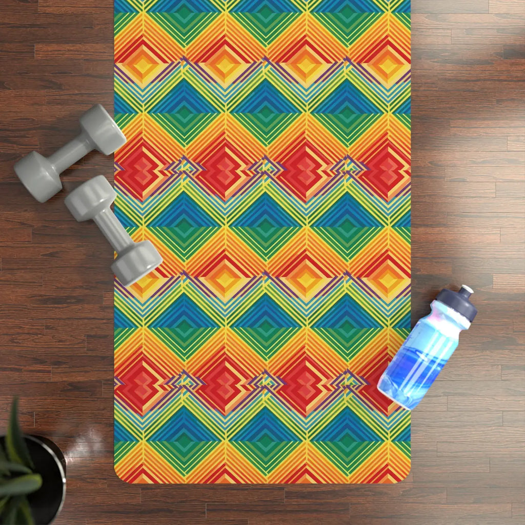 Vibrant Rainbow Rubber Yoga Mat - Microfiber Suede - Dipaliz
