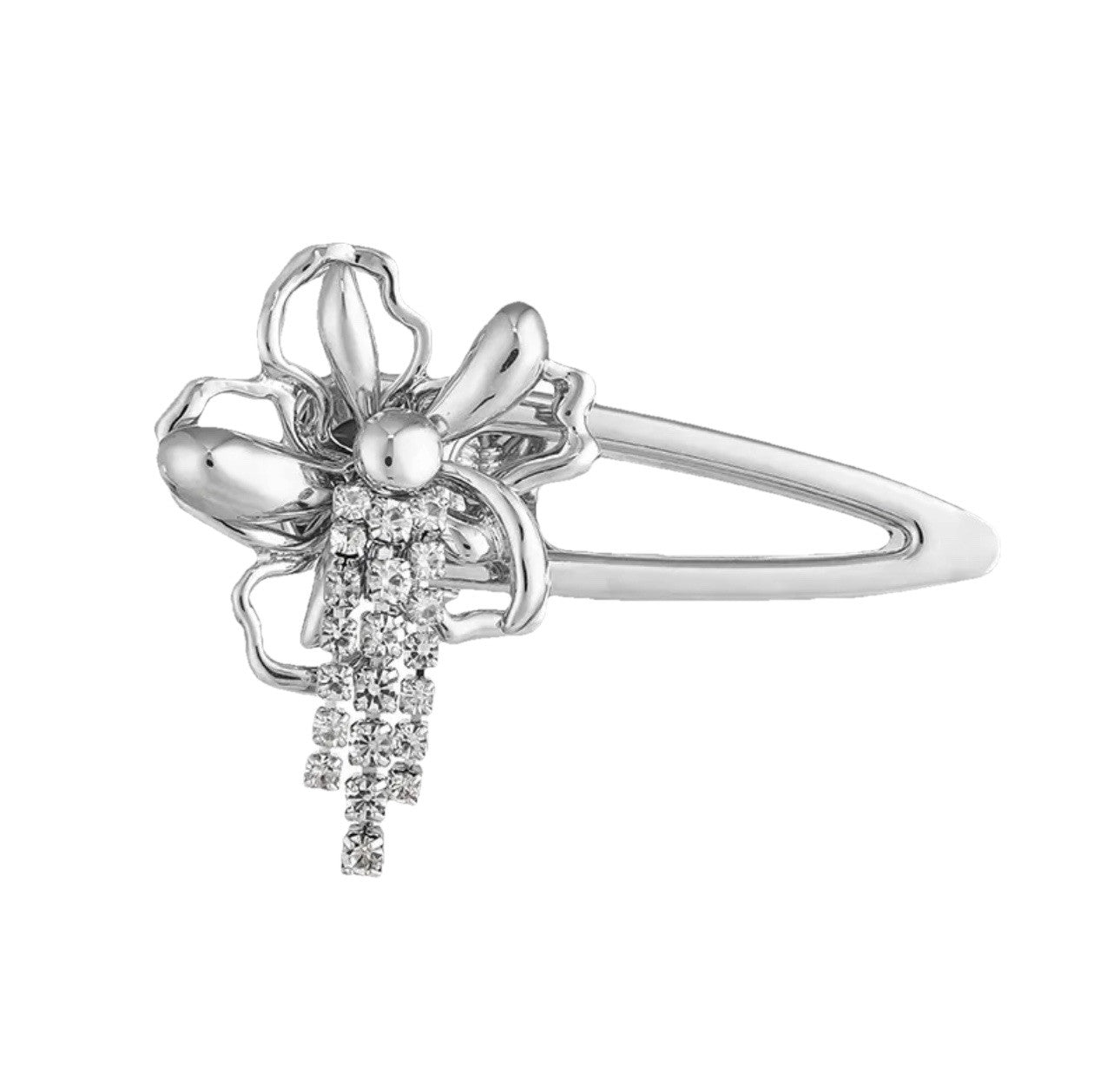 Silver Flower With Rhinestones Hair clip
