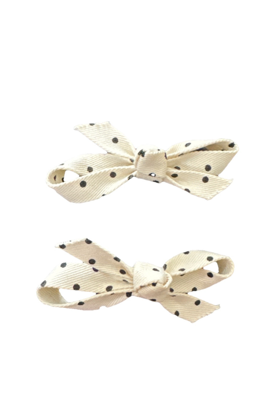 White And Black Polka Dots Fabric Bows Hair Clip Set