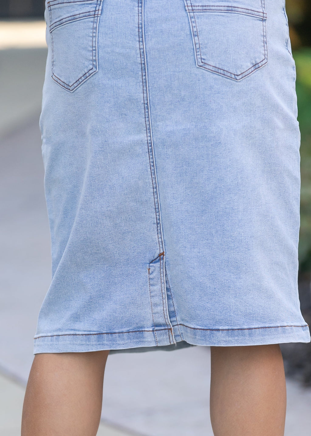 Sandra Light Wash Denim Midi Skirt - FINAL SALE