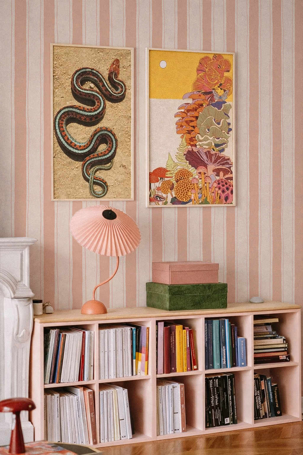 Riviera Stripe Wallpaper, off-white and peach