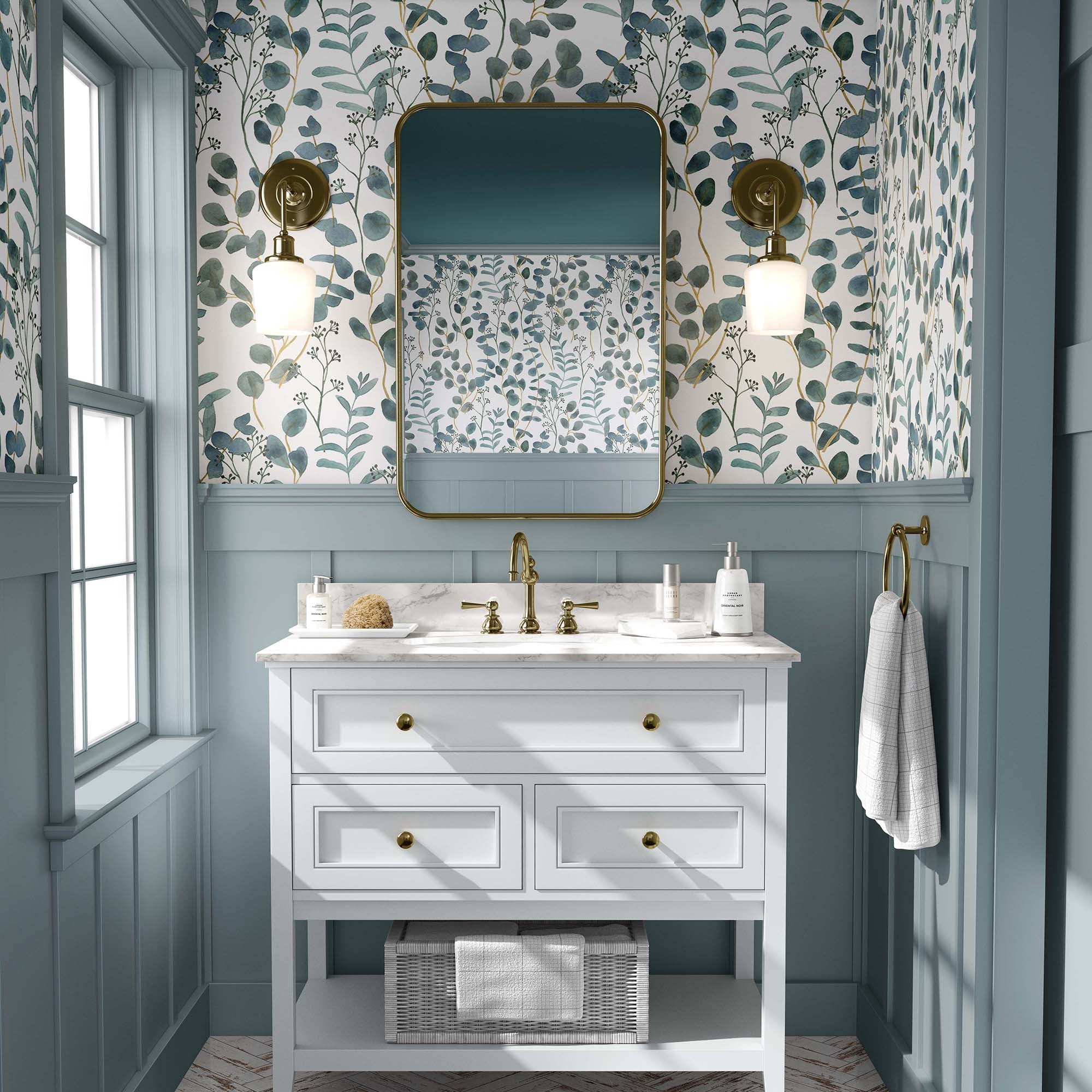 Turquoise Leaves Wallpaper | Kitchen + Metal