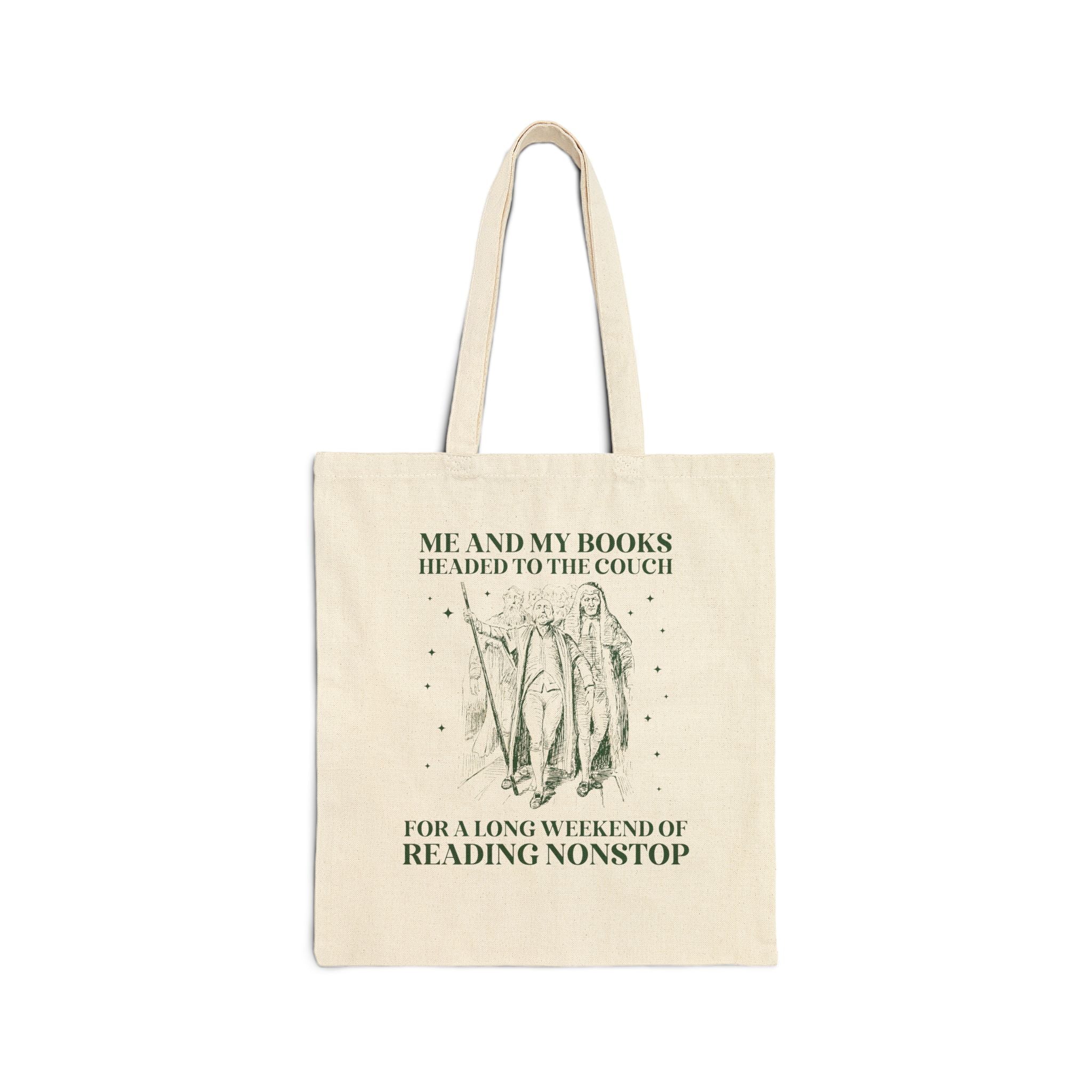 Silly Book Lover Tote Bag with Stars: Long Weekend of Reading