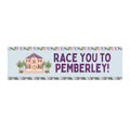 Silly Jane Austen Bumper Sticker with Vintage Botanicals: Race You to Pemberley!