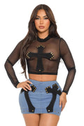 Melody Denim Micro Very Short Skirts Set Blue Wash