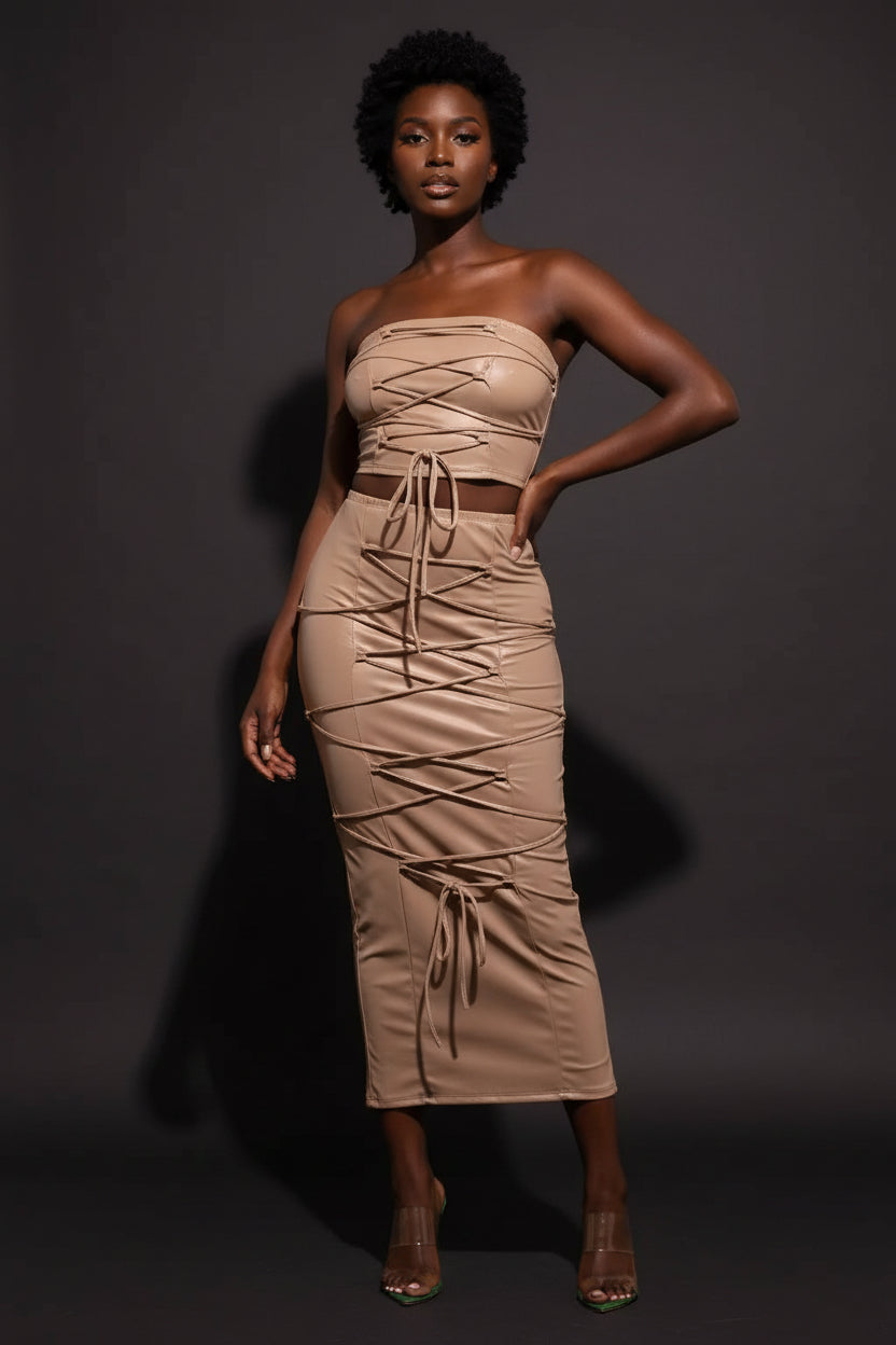 Lace Up Views Maxi Skirt Set