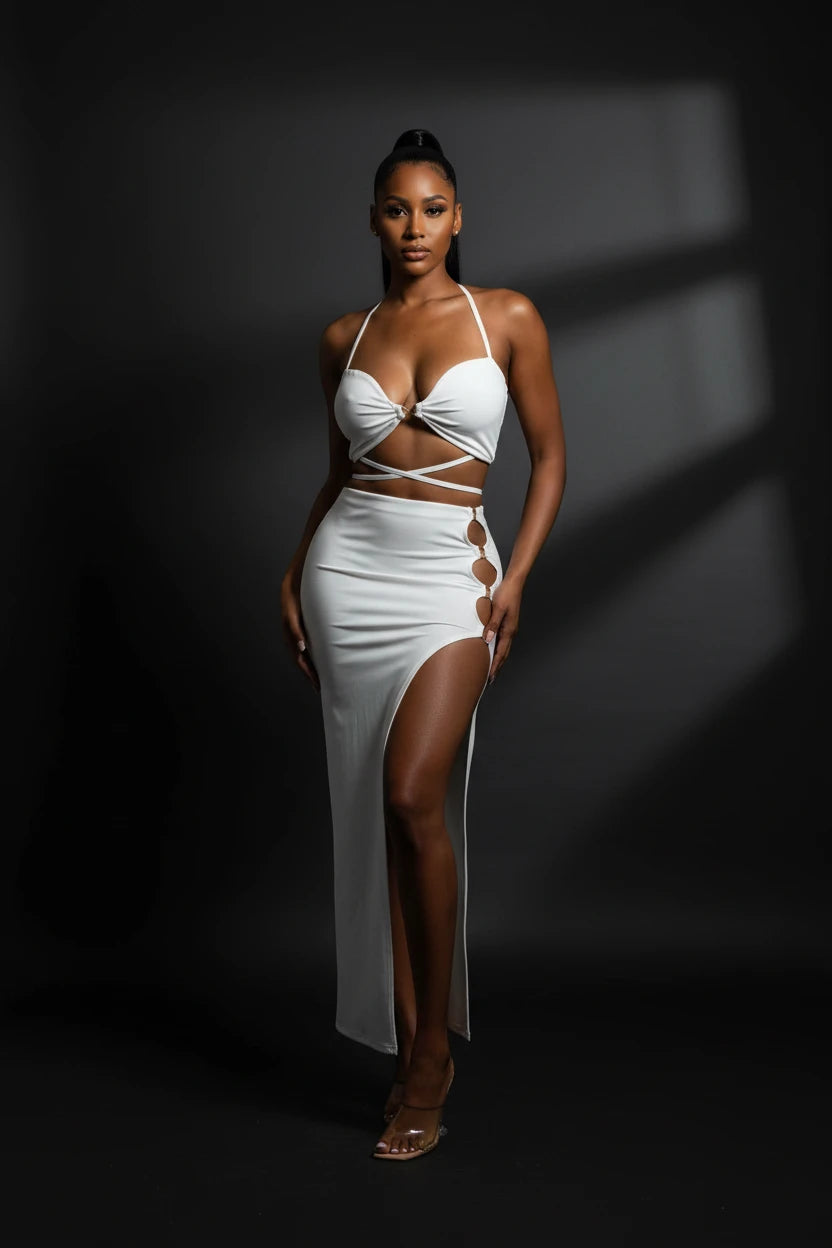 Catiana Feather Skirts Sets - White