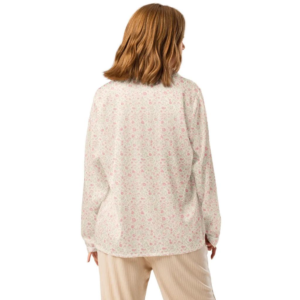 Floral Long Sleeve Pajama - Silky Relaxed Fit Shirt - DipaliZ