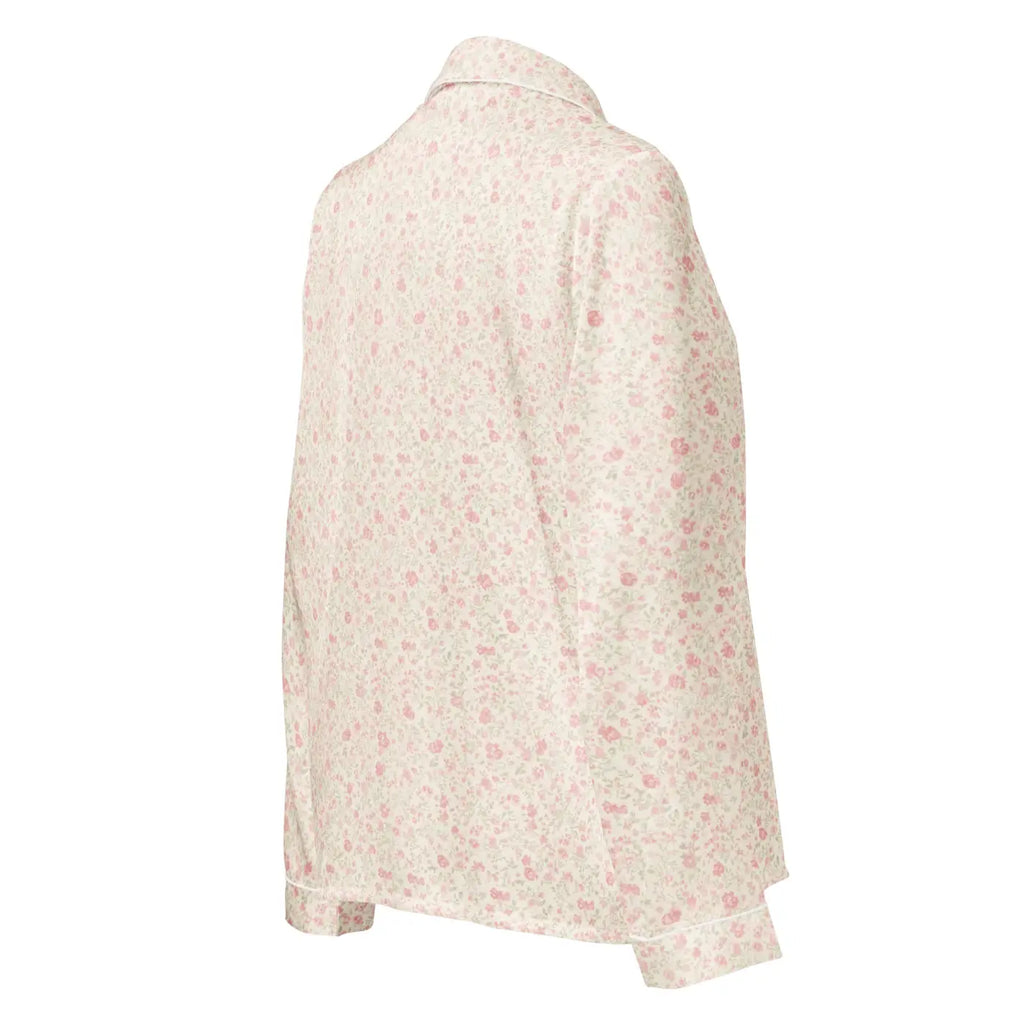 Floral Long Sleeve Pajama - Silky Relaxed Fit Shirt - DipaliZ