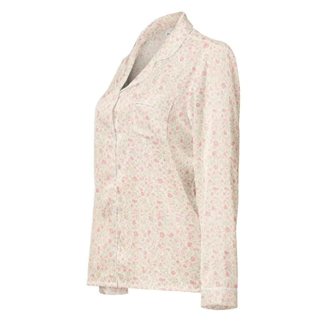 Floral Long Sleeve Pajama - Silky Relaxed Fit Shirt - DipaliZ