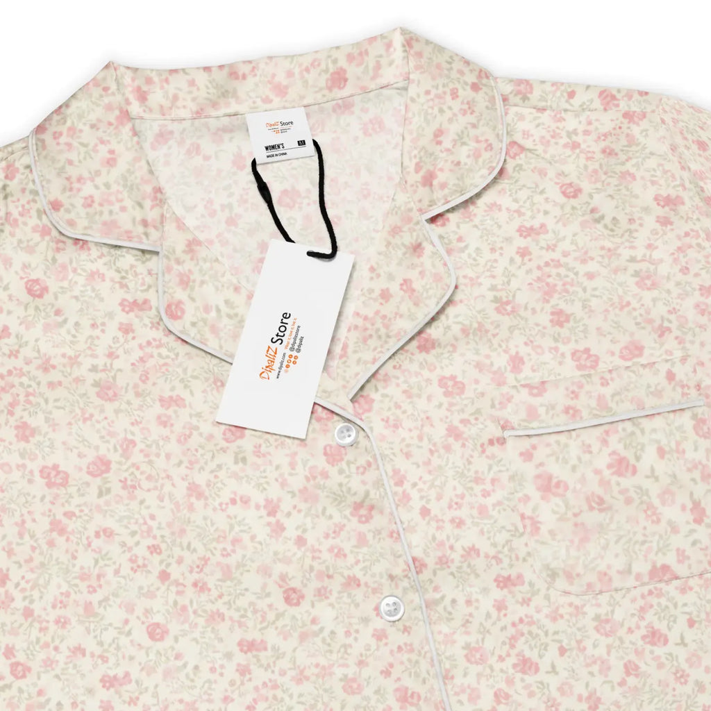 Floral Long Sleeve Pajama - Silky Relaxed Fit Shirt - DipaliZ