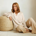 Floral Long Sleeve Pajama - Silky Relaxed Fit Shirt - DipaliZ