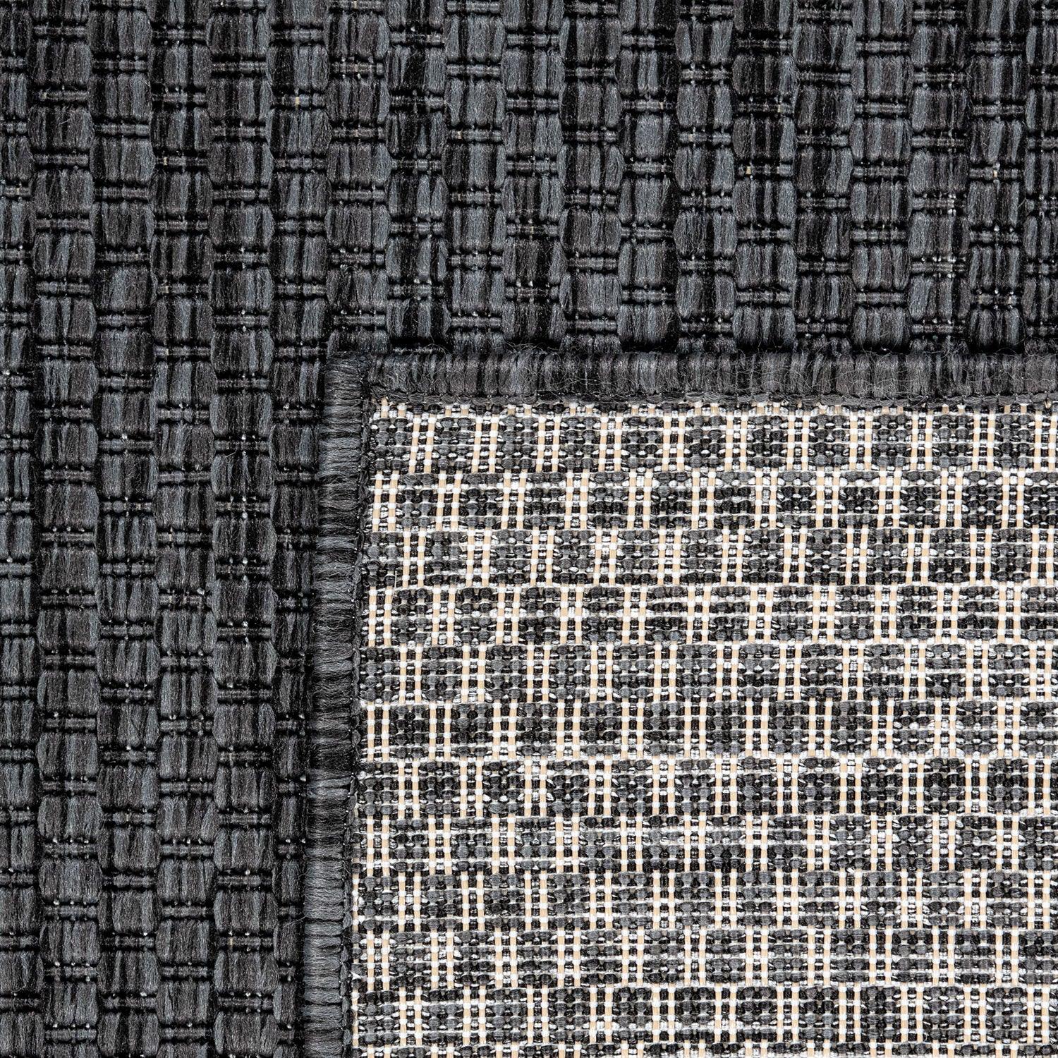 Solid Outdoor Rug for Patio or Balcony weatherproof in Mottled Anthracite