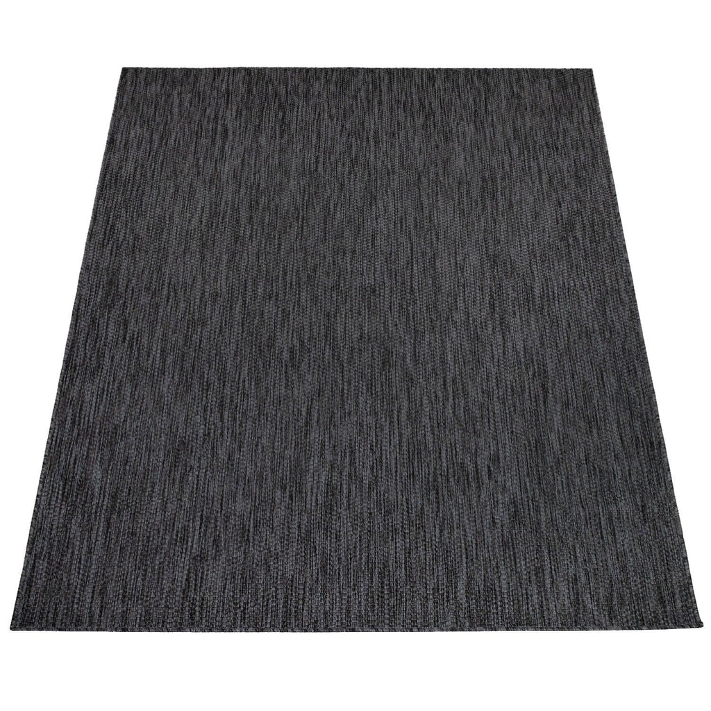 Solid Outdoor Rug for Patio or Balcony weatherproof in Mottled Anthracite