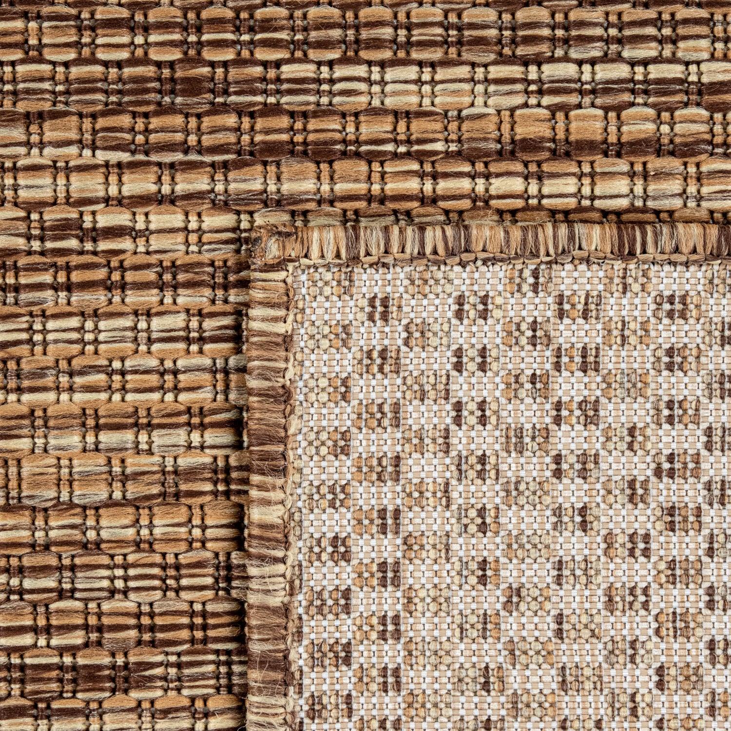 Solid Outdoor Rug for Patio or Balcony weatherproof in Mottled Brown Beige