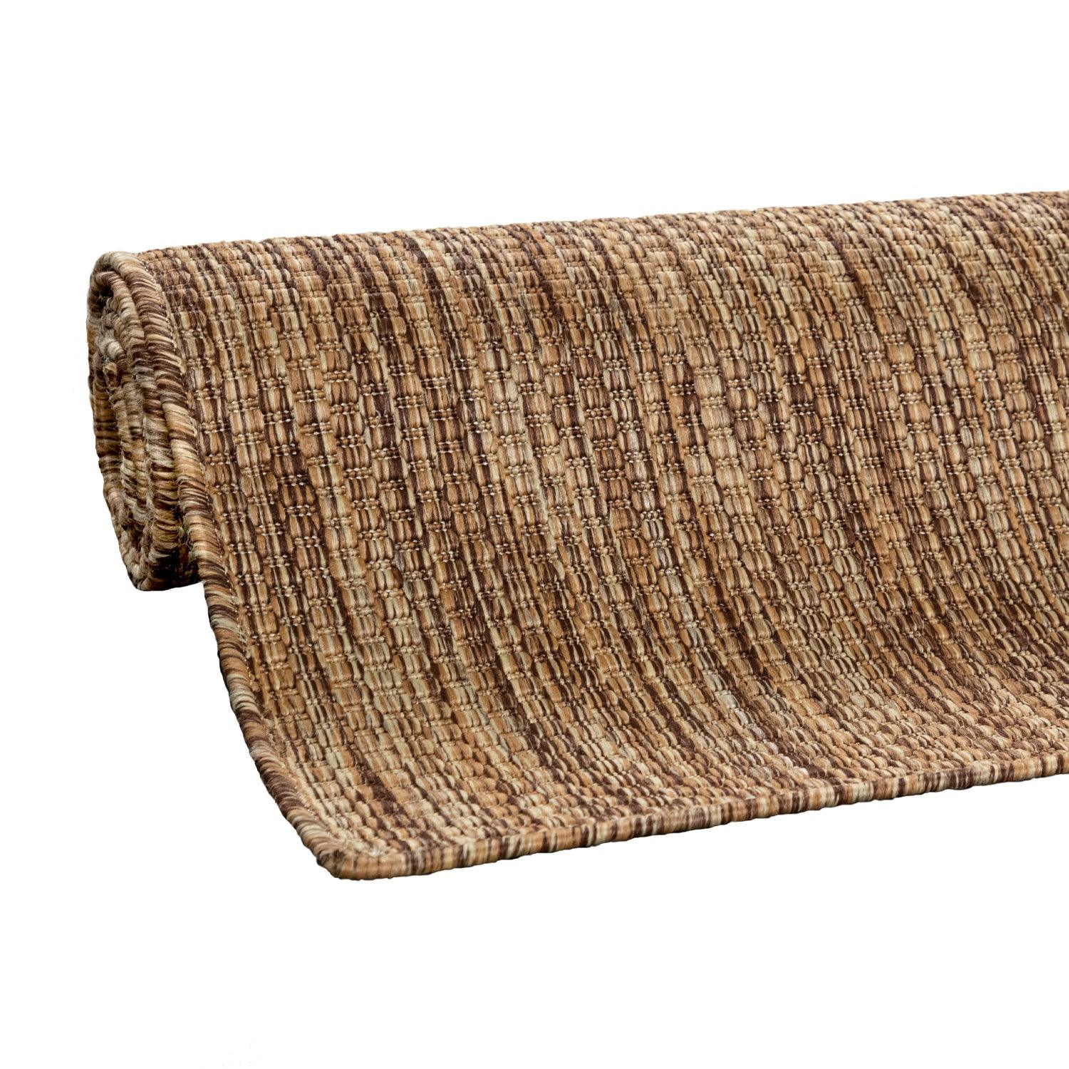Solid Outdoor Rug for Patio or Balcony weatherproof in Mottled Brown Beige