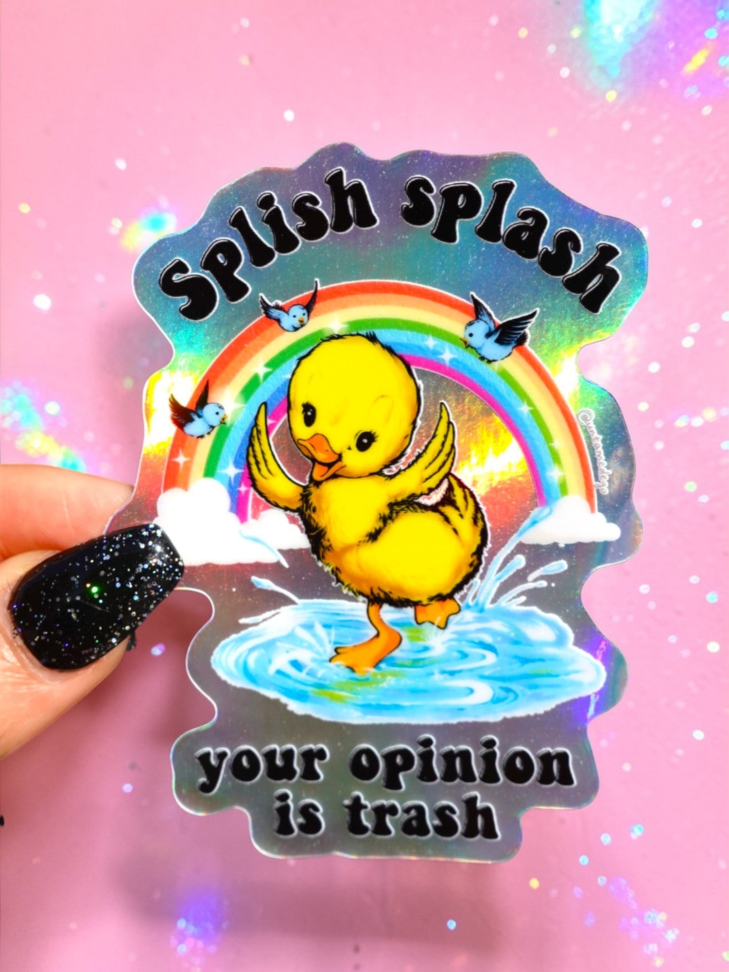Splish Splash Your Opinion Is Trash Ducky Sticker