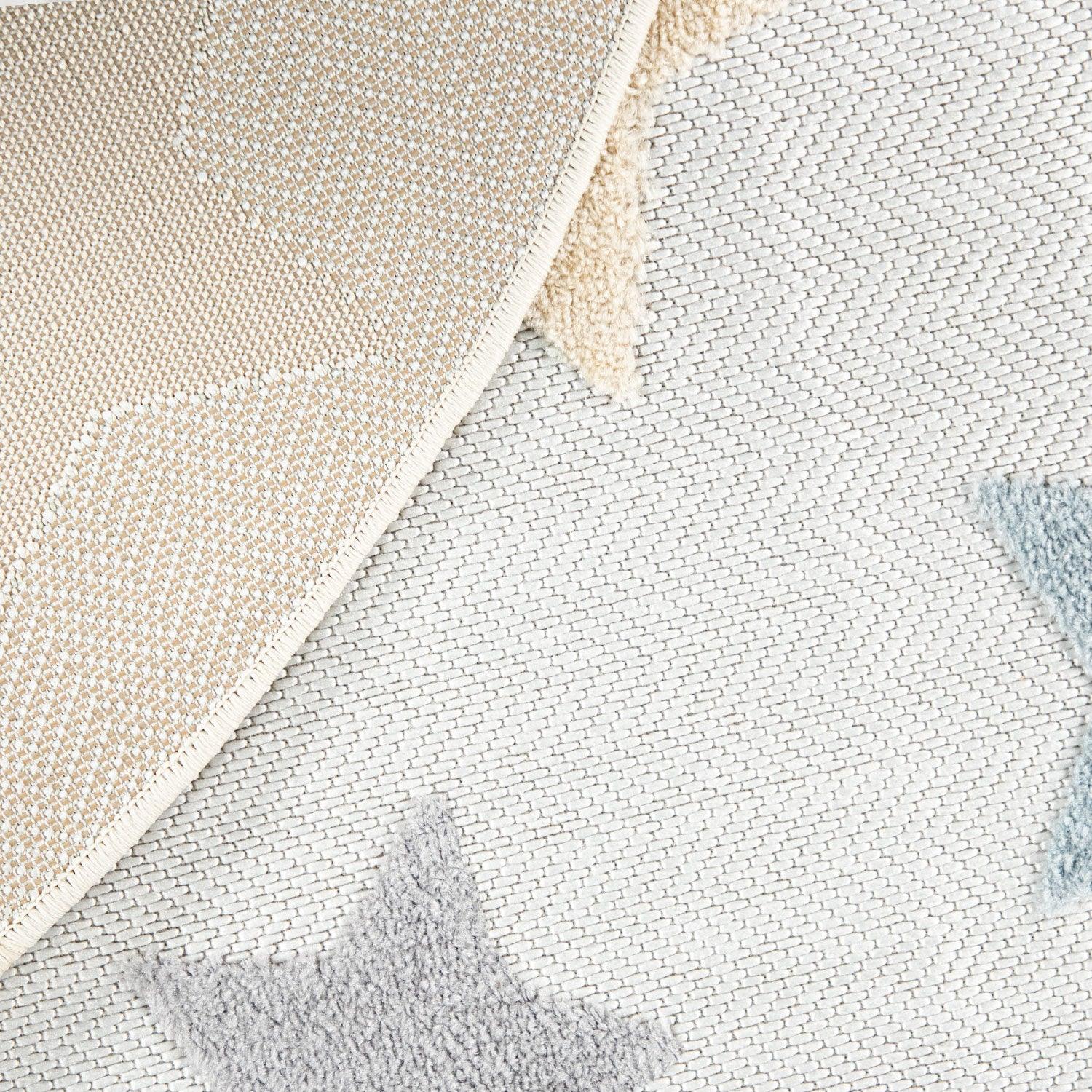 Stars Kids Rug Modern Low-Pile Play Mat Pastel Colored Stars in Cream