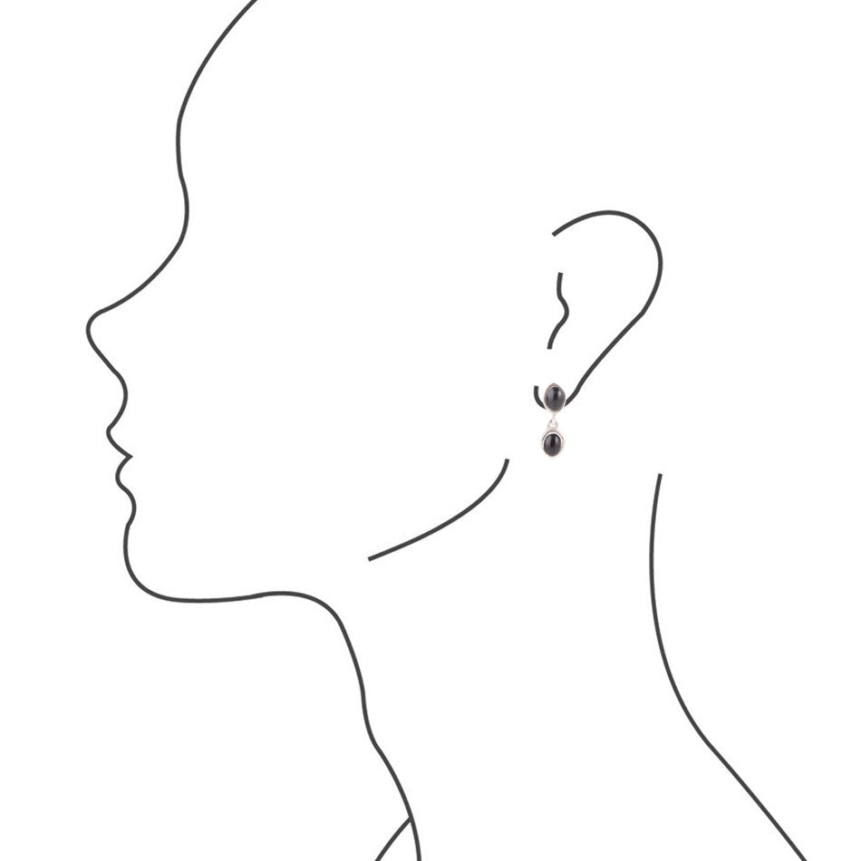 Sterling Silver Black Onyx Drop Earrings