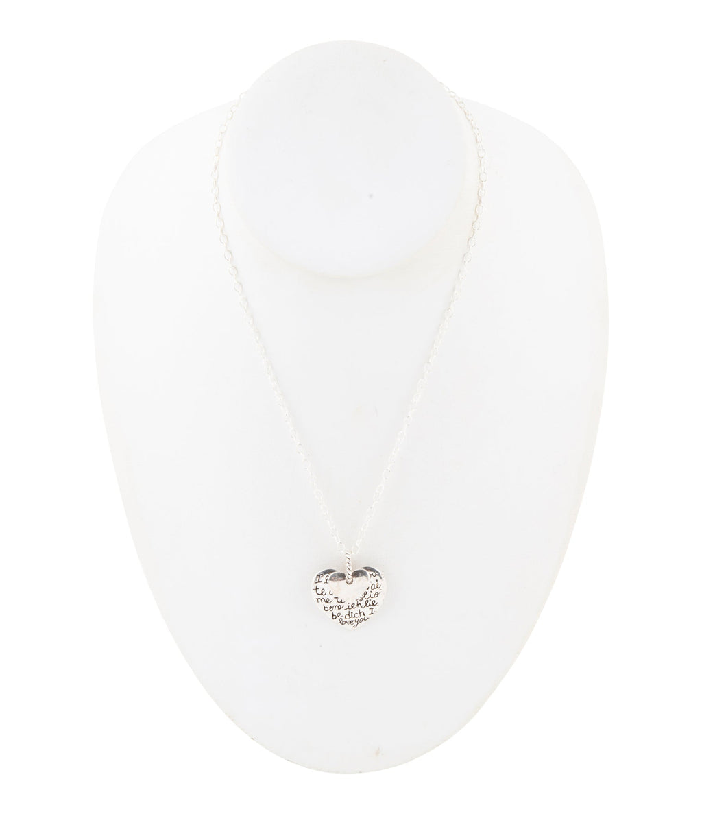 Sterling Silver Engraved Heart Pendant Neckalce