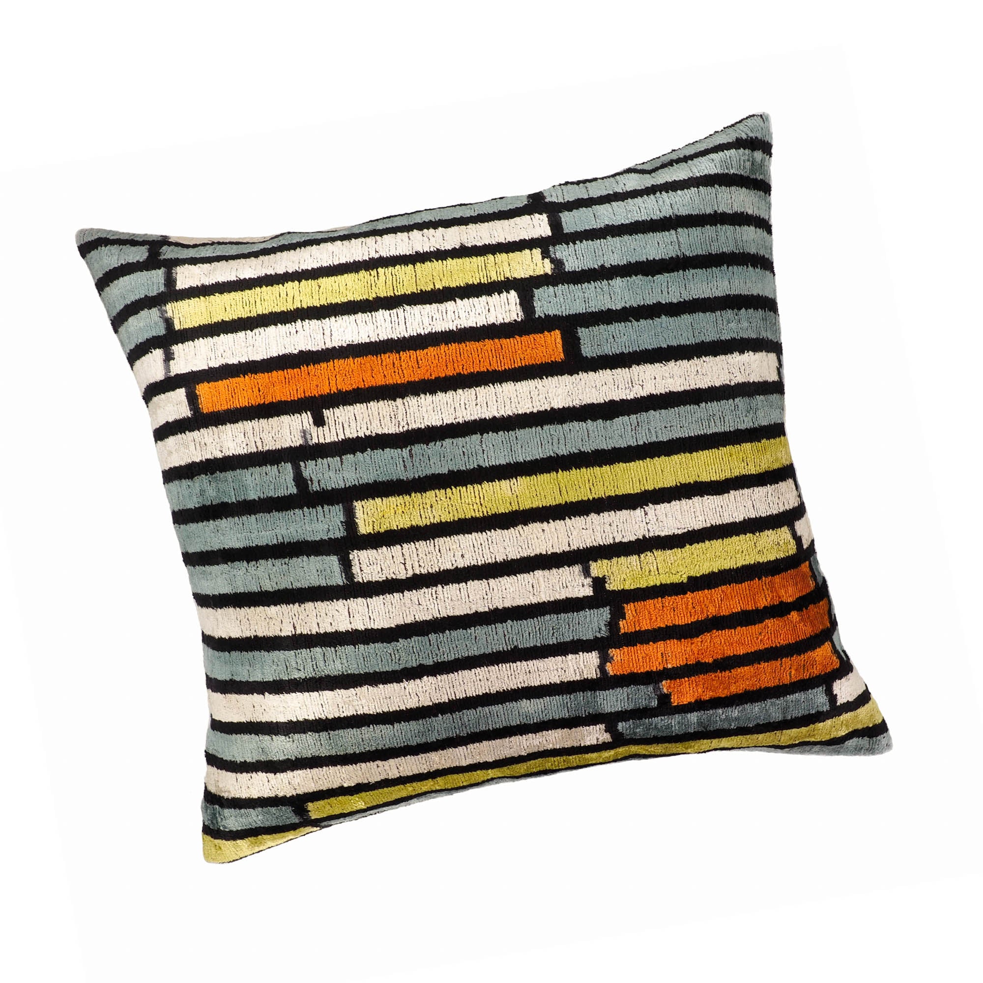 Striped Silk Velvet Ikat Throw Pillow Cover 20 X 20
