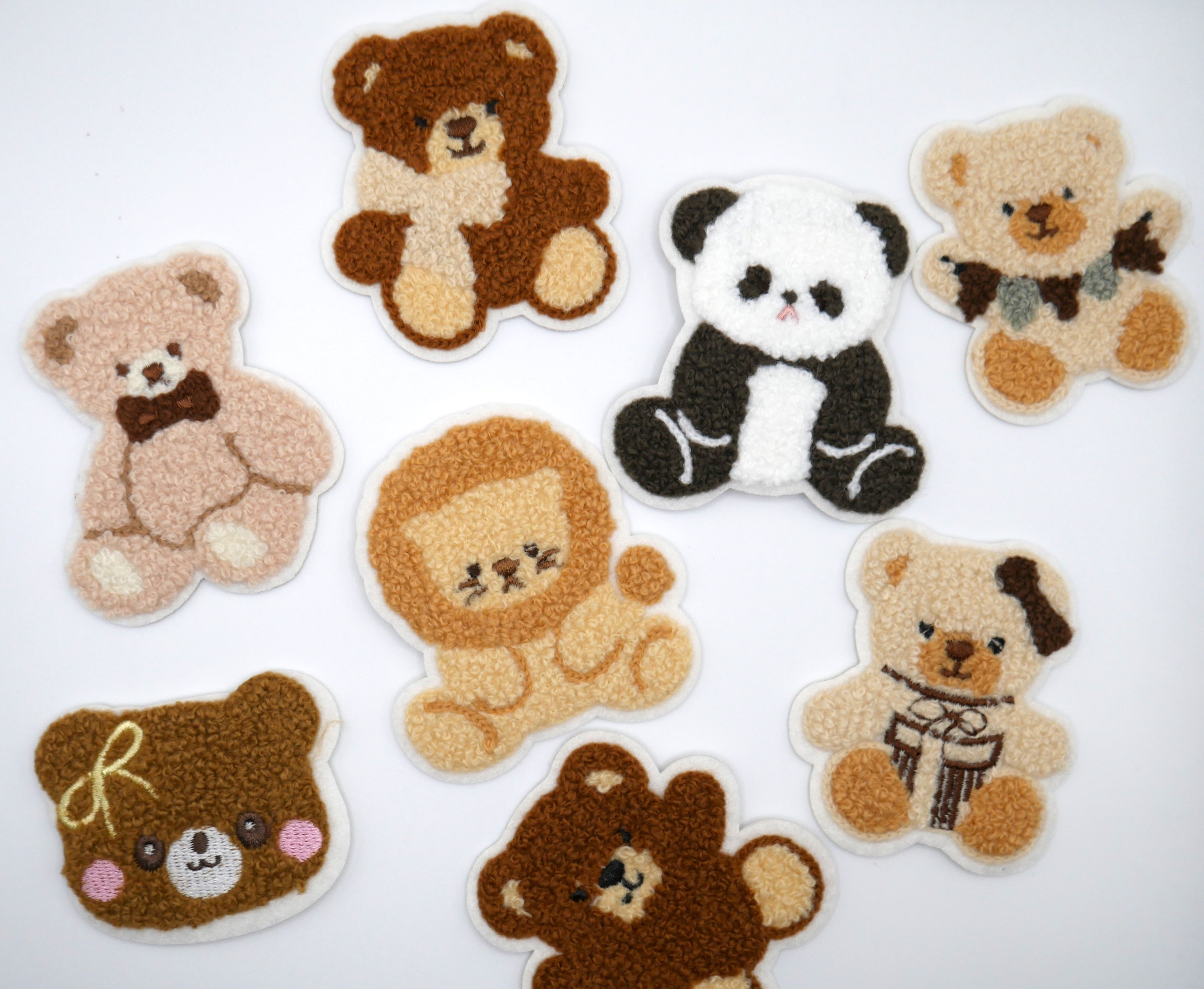 Teddy Bear Fuzzy Iron-On Embroidered Patch Pack (Set of 5)