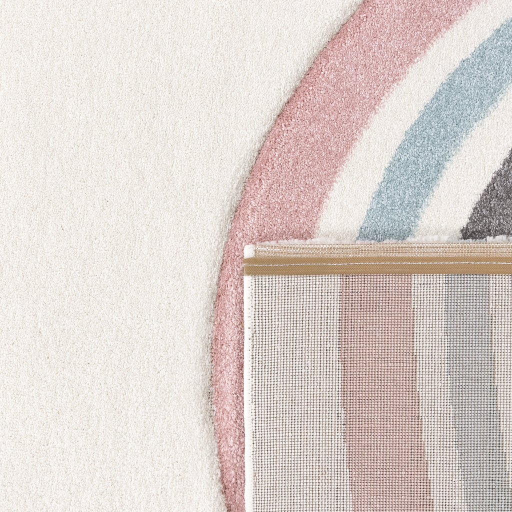 Kids Rug Cosmo with Rainbow & Hearts in Cream