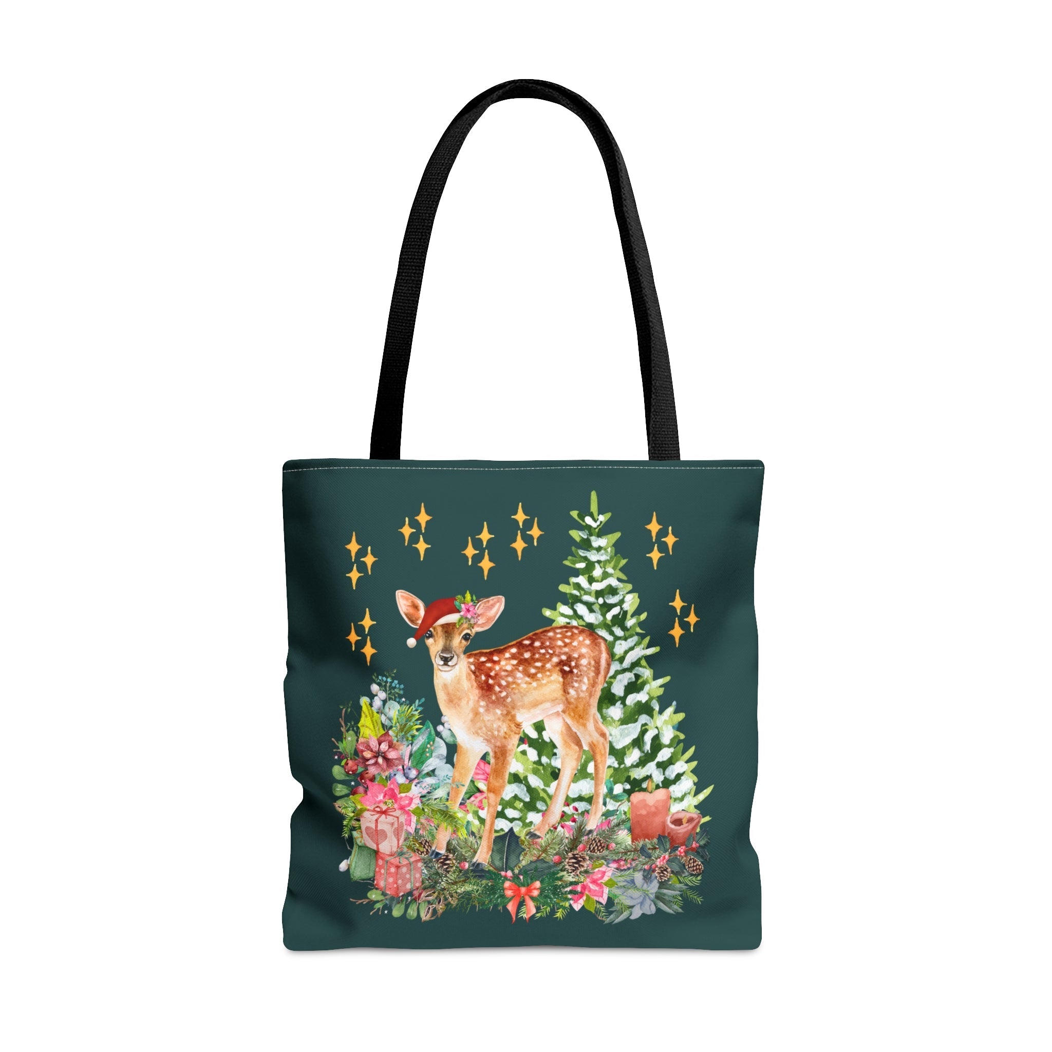 Tote Bag: Fawn with Santa Hat