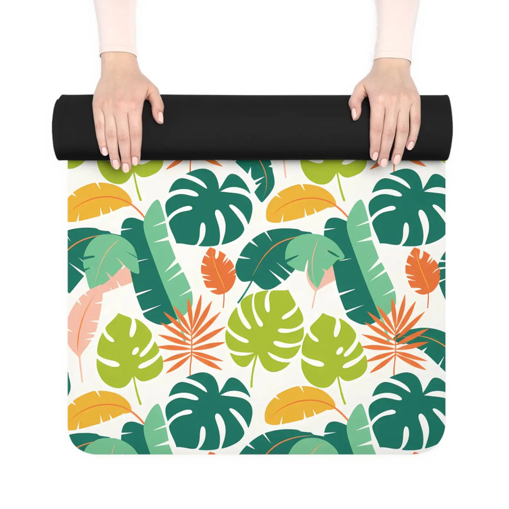 Tropical Leaf Rubber Yoga Mat - Island Vibes Decor - Dipaliz