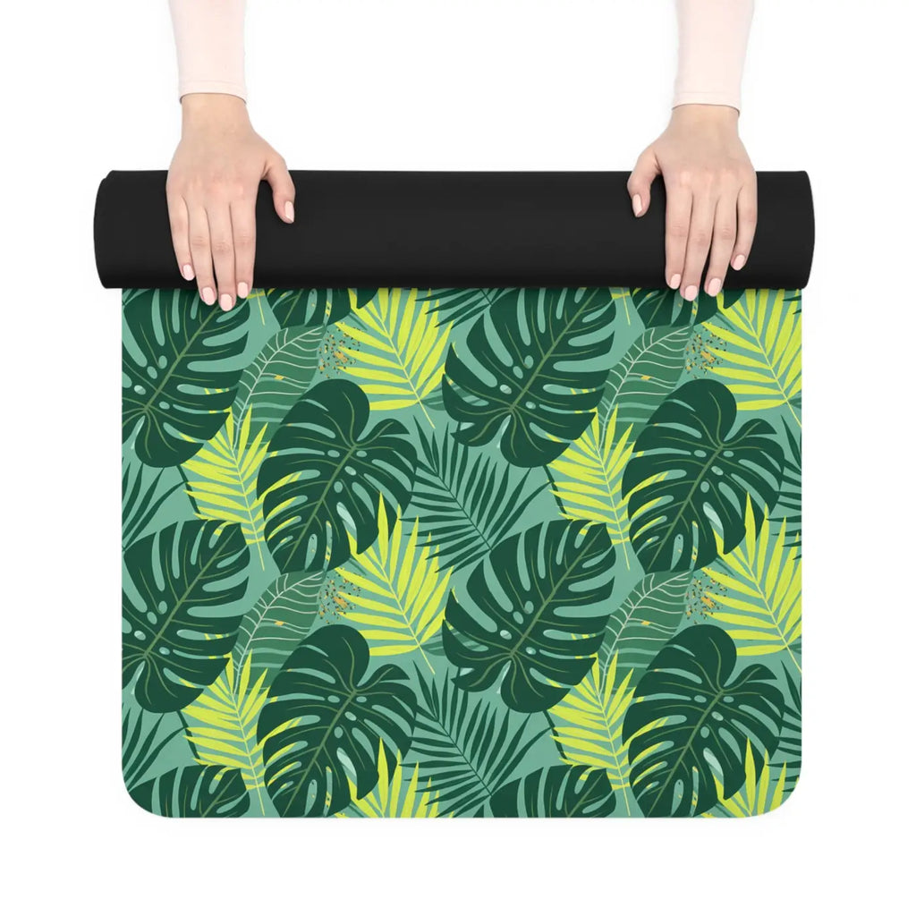 Monstera Rubber Yoga Mat - Tropical Microfiber Design - Dipaliz