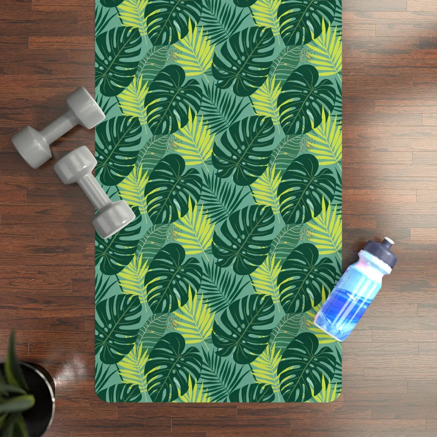 Monstera Rubber Yoga Mat - Tropical Microfiber Design - Dipaliz