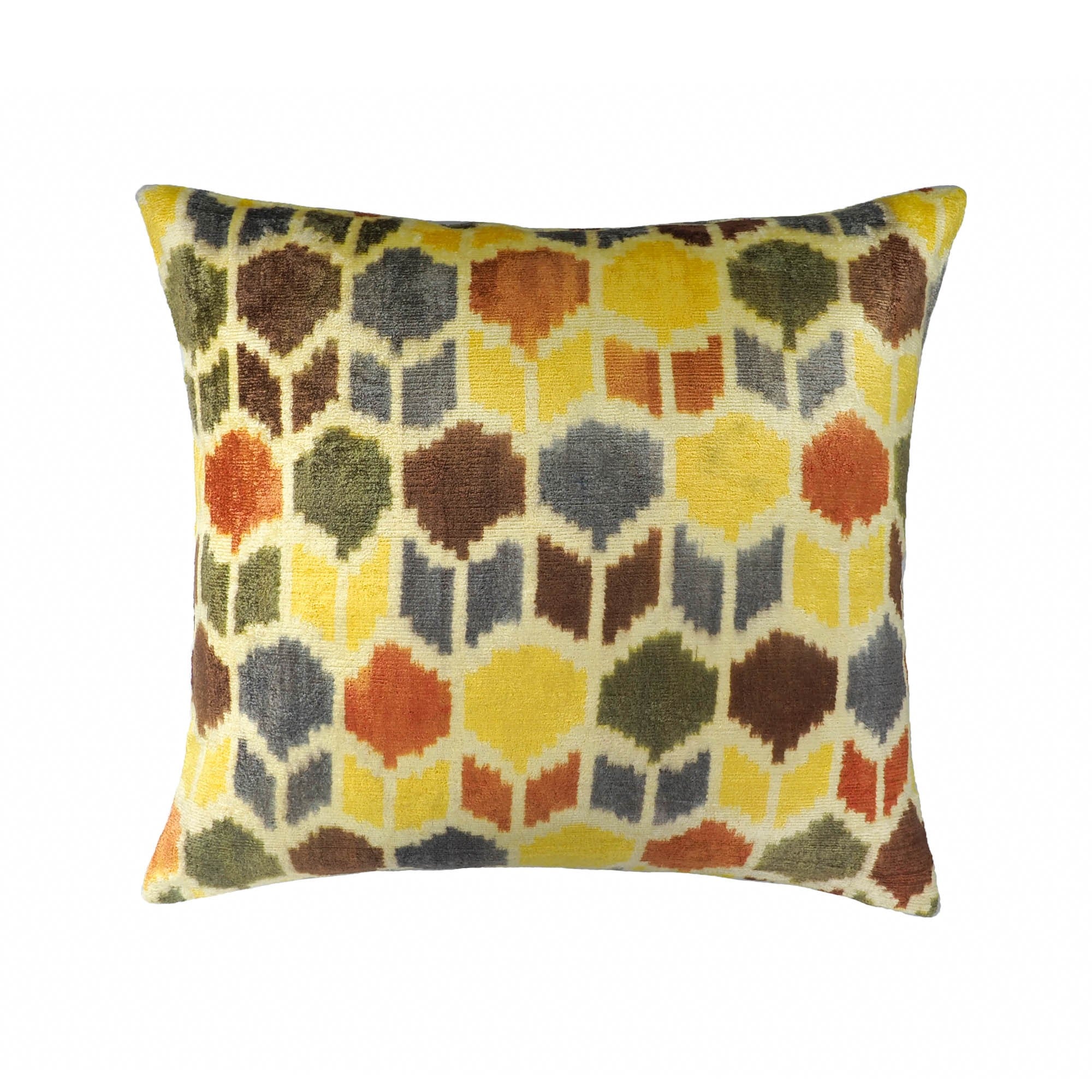 Tulips Silk Velvet Ikat Throw Pillow Cover 20 X 20
