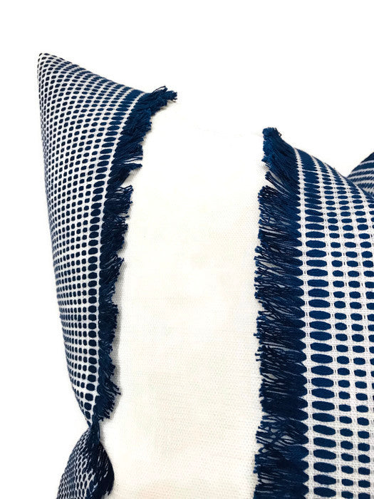 Tulum Casement Embroidered Pillow Cover in Blue, Schumacher Textiles