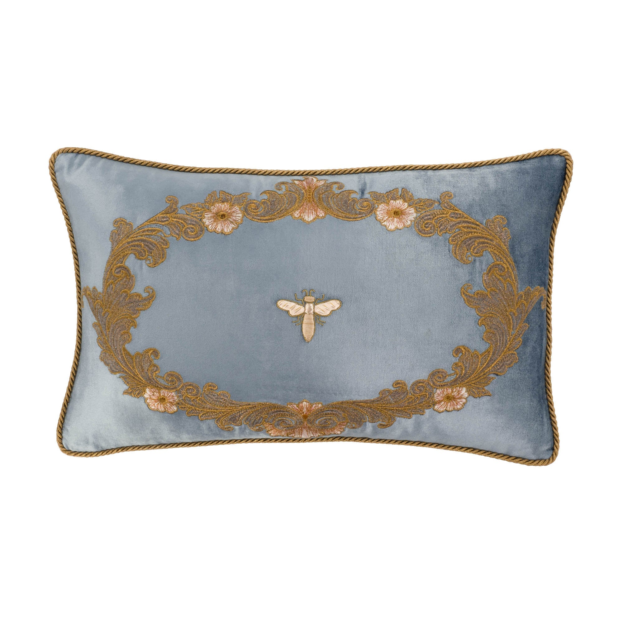 Venice Blue Silk Velvet Throw Pillow Cover 12 X 20