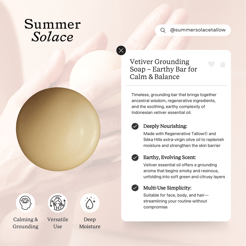 Vetiver Sphere Soap – Grounding & Earthy Aromatic Cleanser