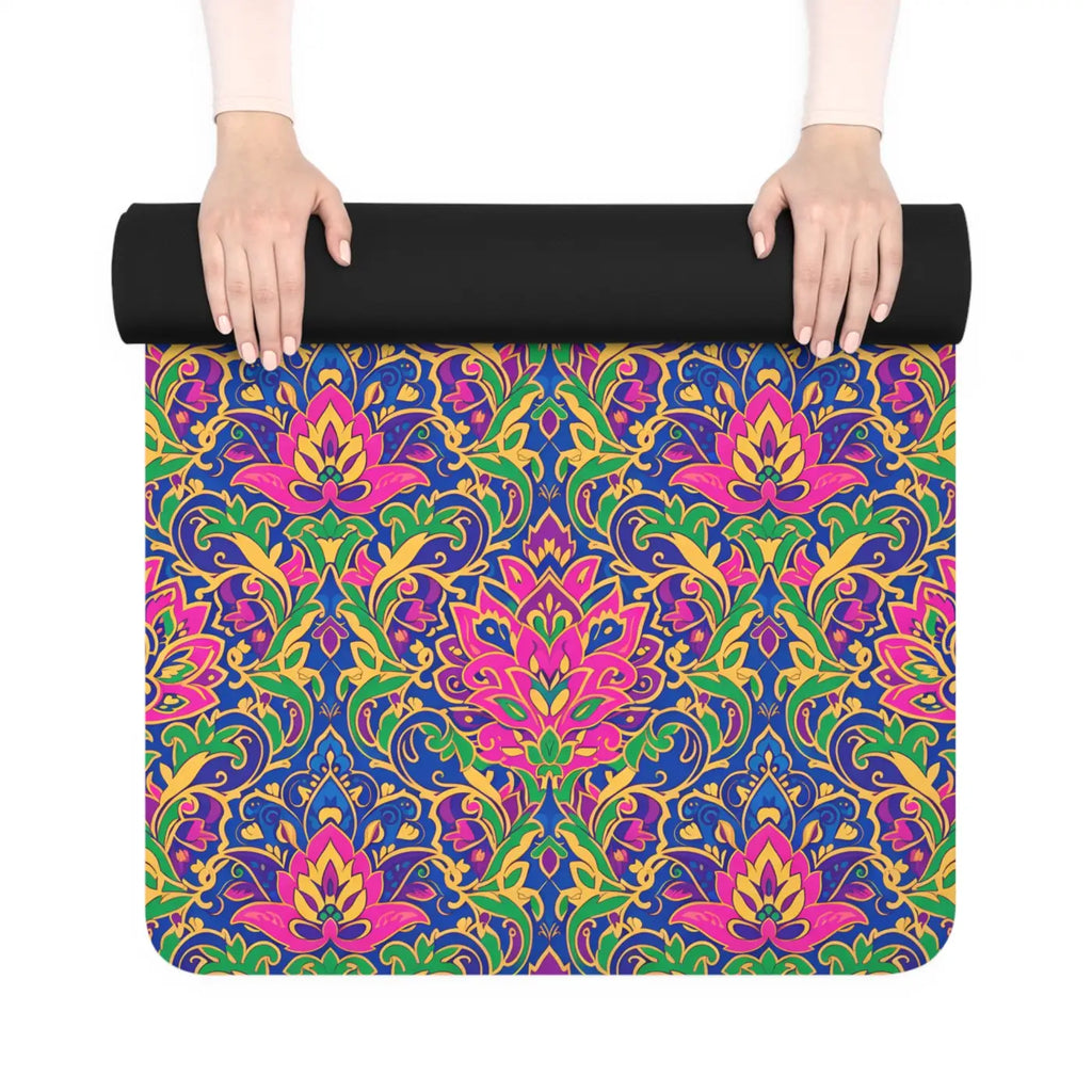 Vibrant Floral Rubber Yoga Mat - Microfiber Suede - Dipaliz