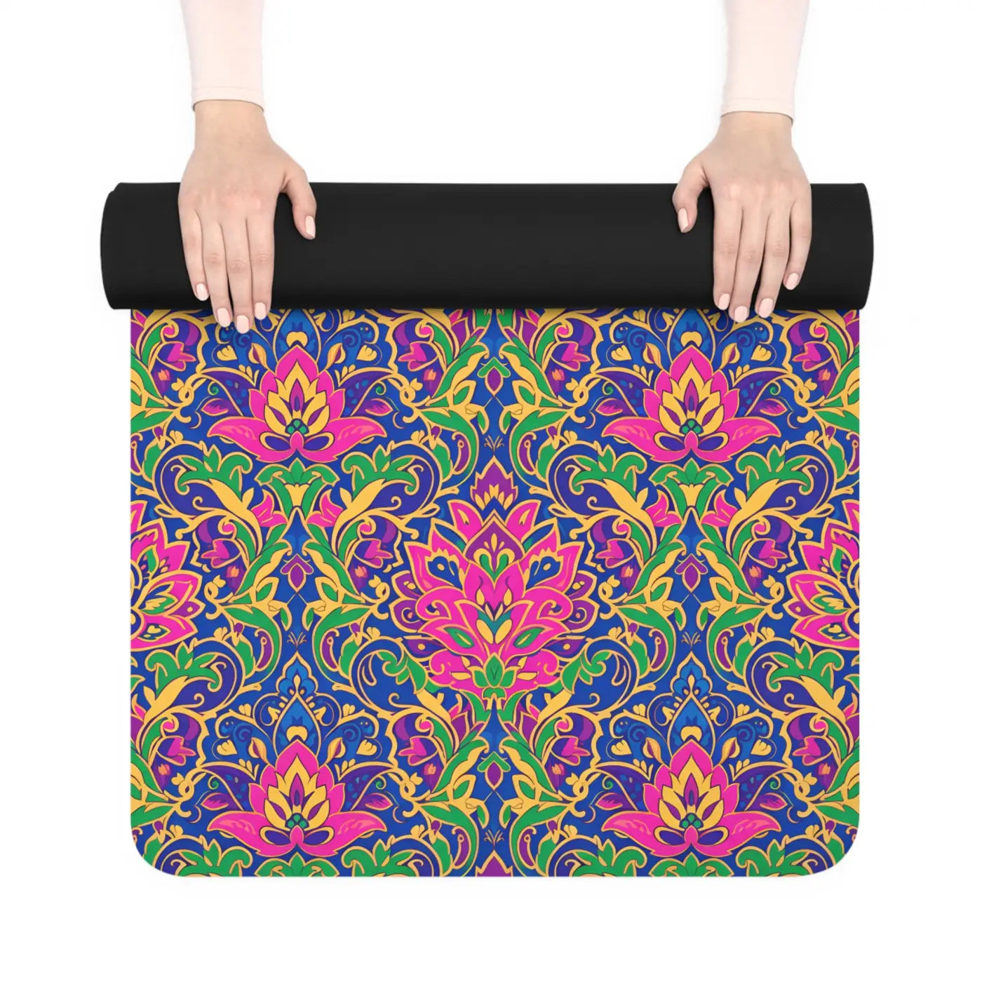 Vibrant Floral Rubber Yoga Mat - Microfiber Suede - Dipaliz