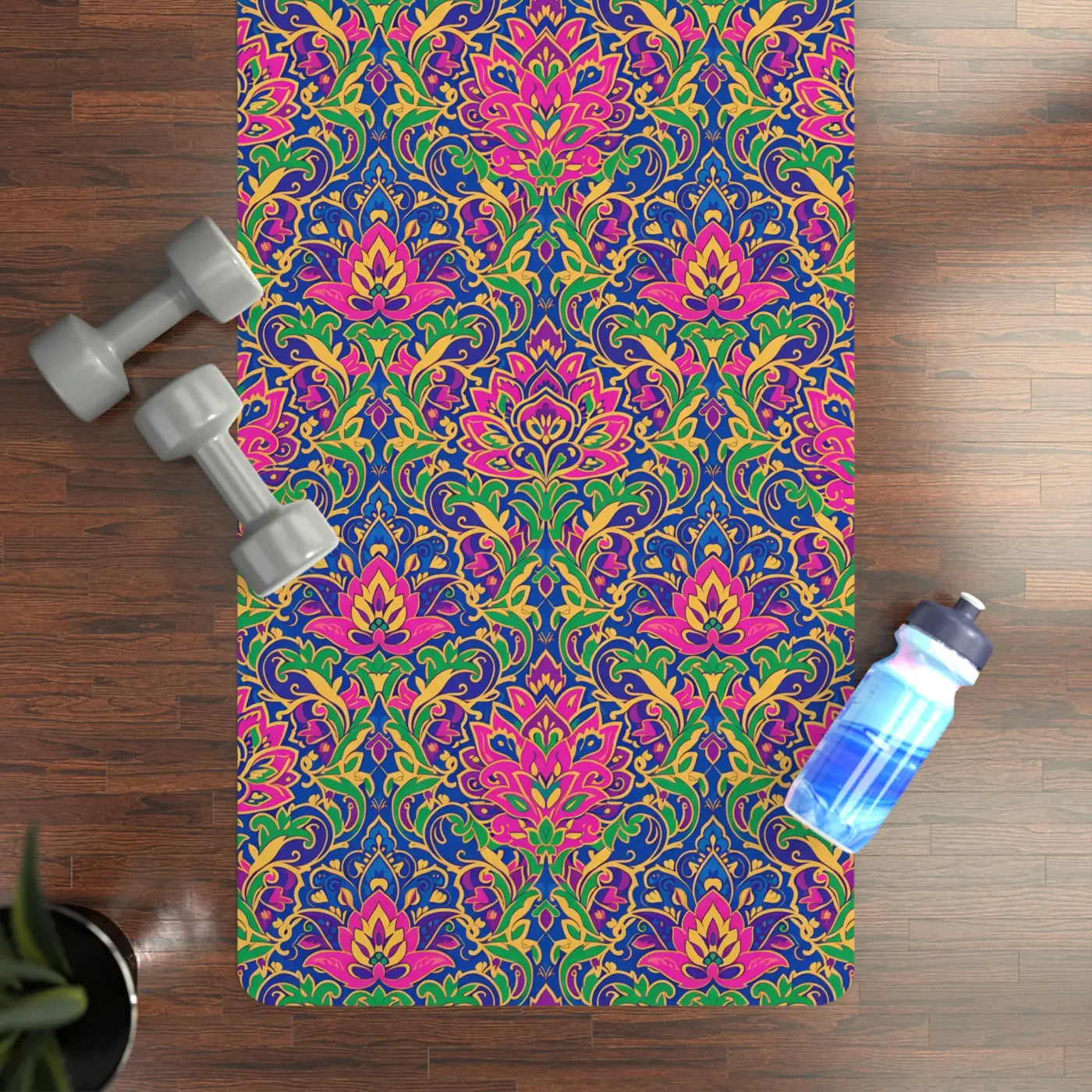 Vibrant Floral Rubber Yoga Mat - Microfiber Suede - Dipaliz